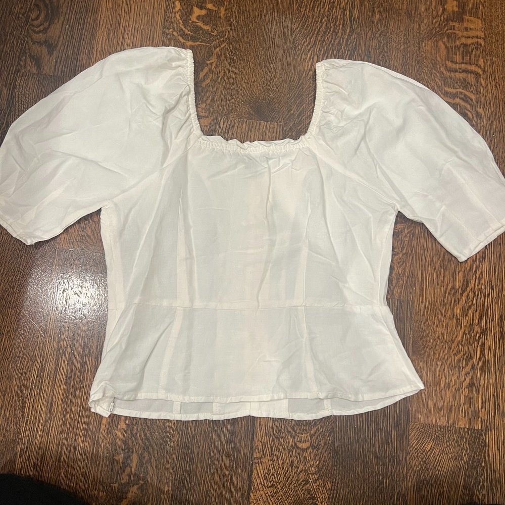 Something Navy Front Button Fitted Blouse - image 7